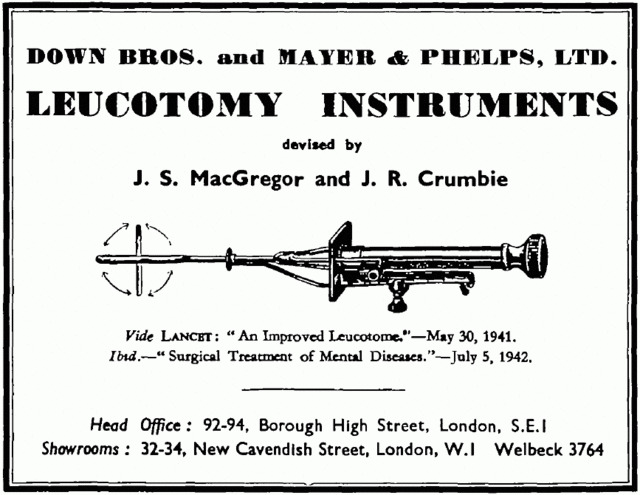 Picture and description of lobotomy instrument