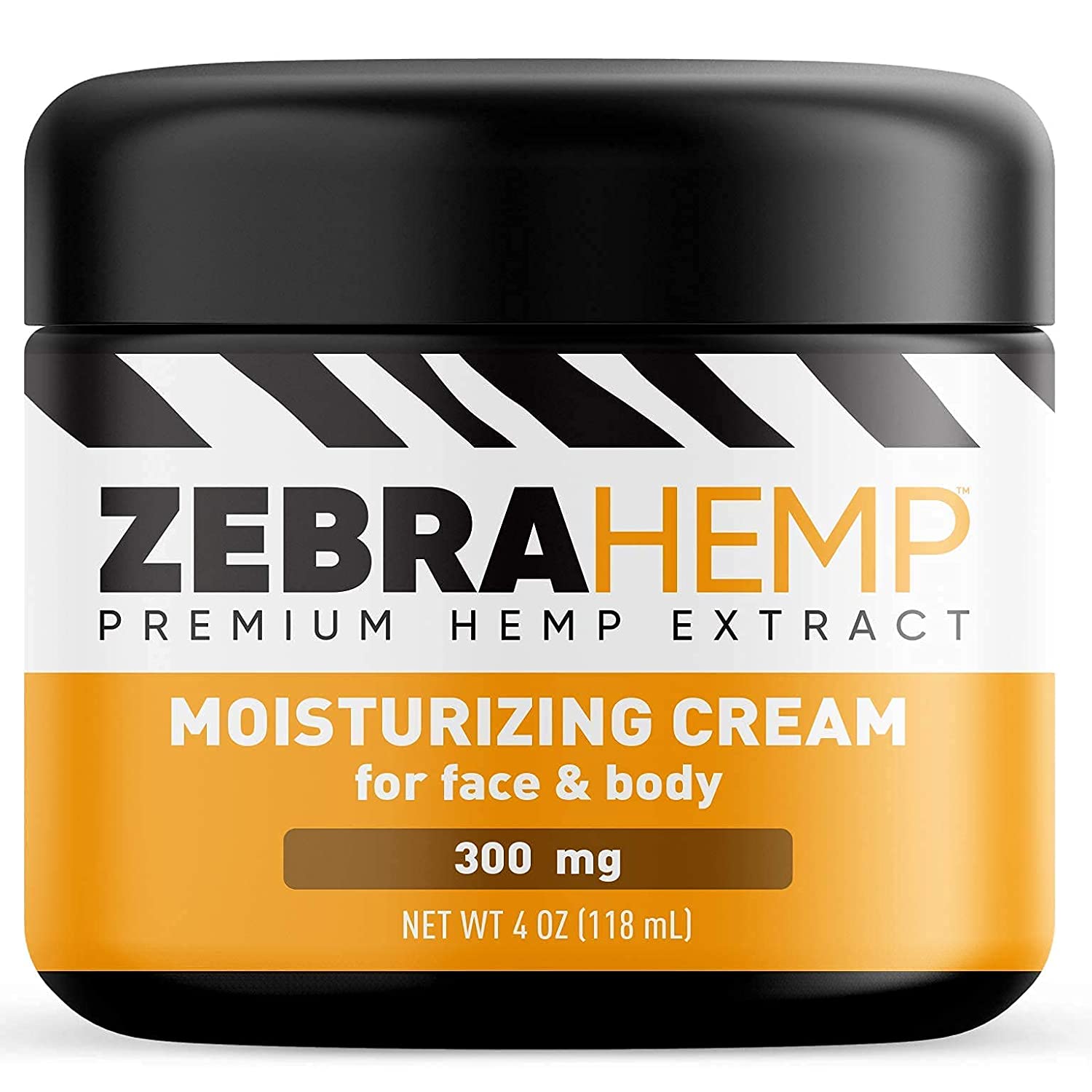 A jar of Zebra CBD hemp moisturizing cream