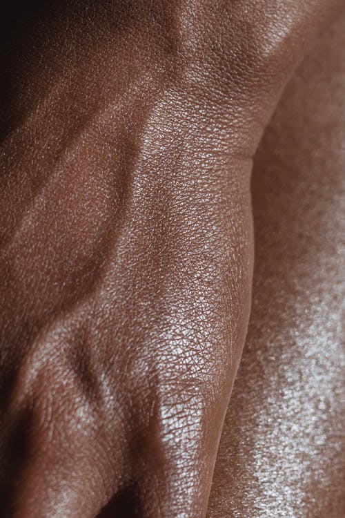 The hand with prominent veins