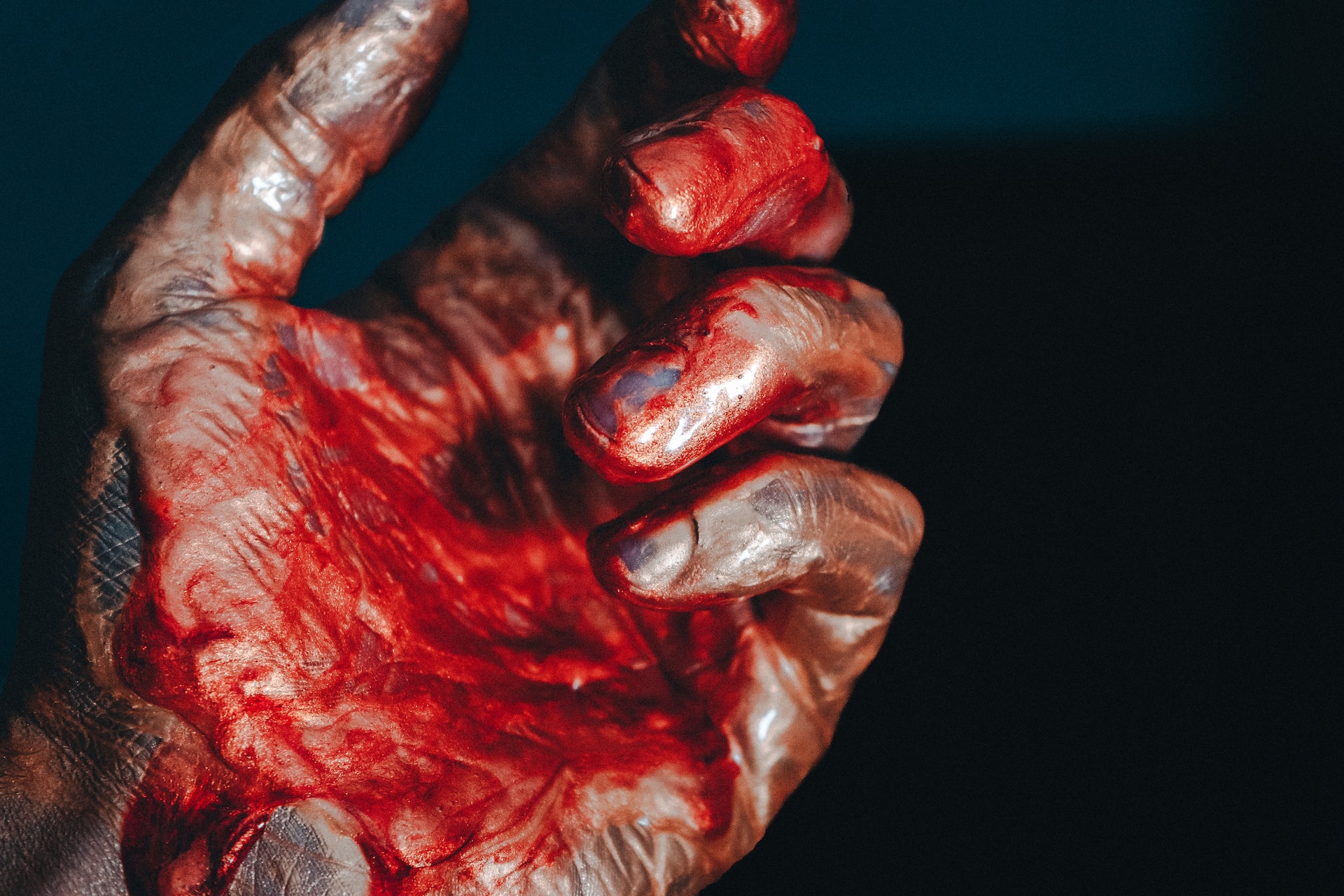 A Hand Covered With Blood