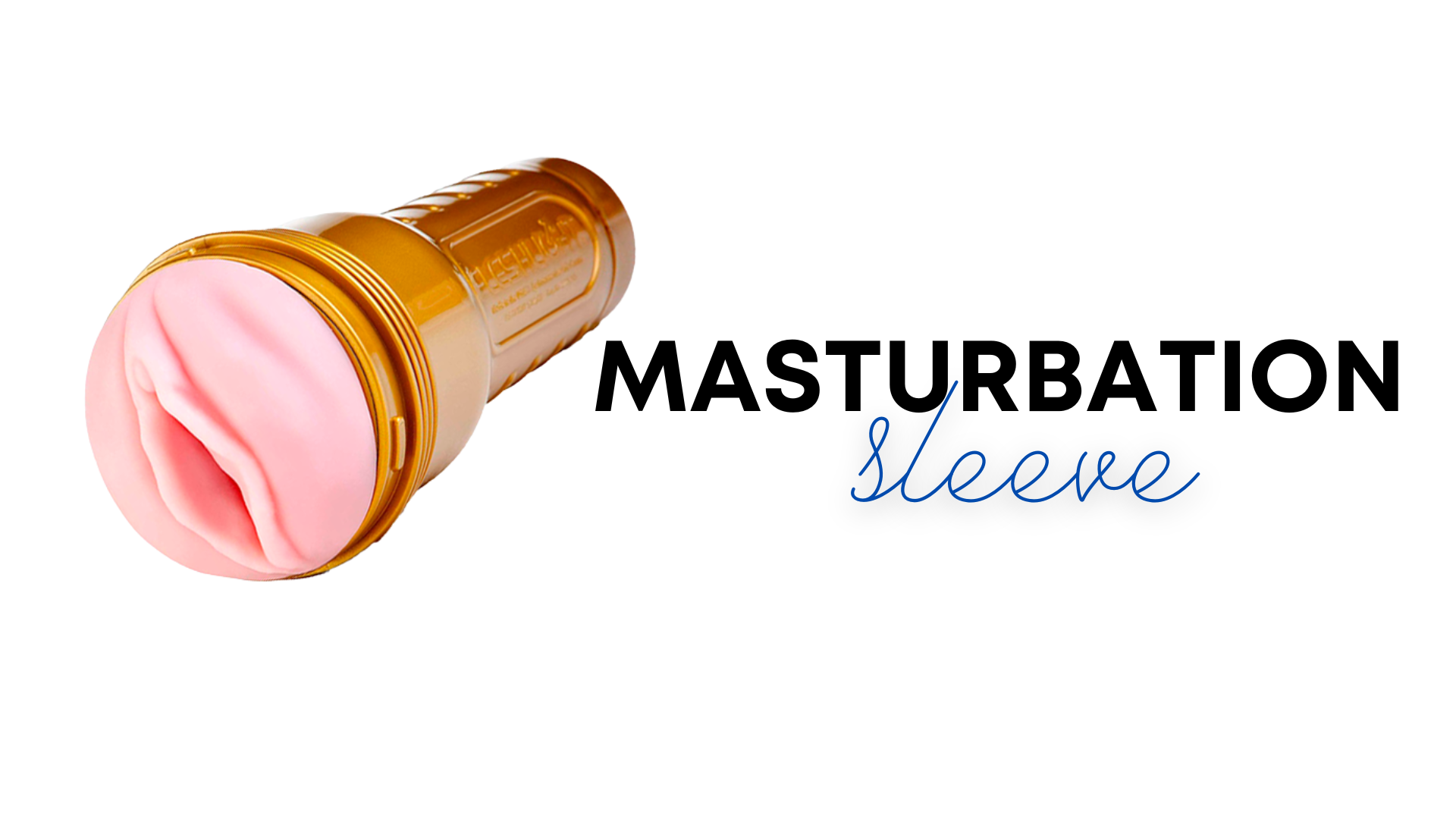 A pink Masturbation Sleeve with gold handle