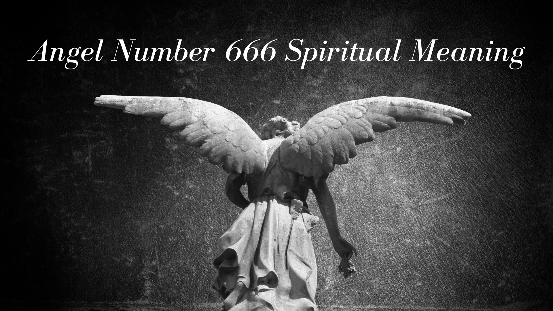 An angel kneeling and facing on the opposite side with words Angel Number 666 Spiritual Meaning